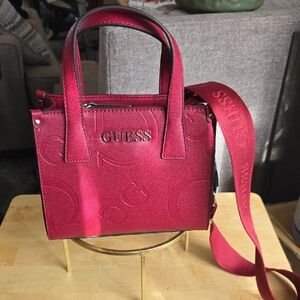 Guess Red Cherry Pebbled Mini Handbag Crossbody Satchel